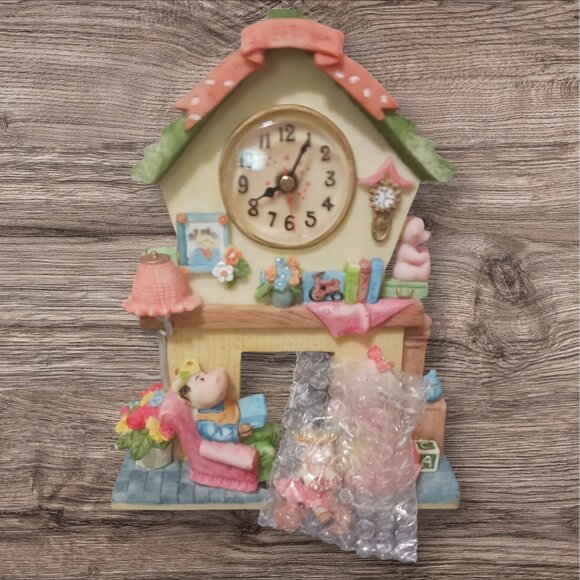 Decorative "Sweet Home" cow Family Mantel Clock Figurine - Picture 7 of 11